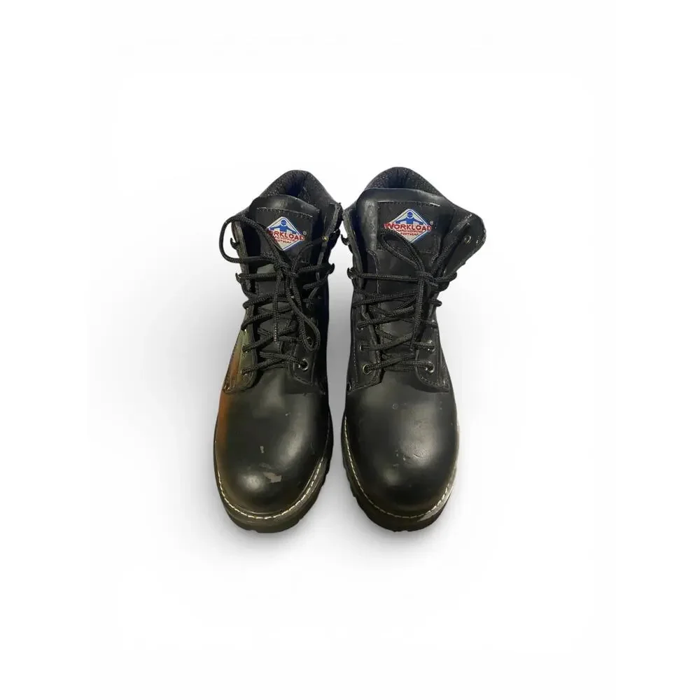 Workload Work Boots Men's 10 Black Leather Ankle Shoes Sip Oil Resist